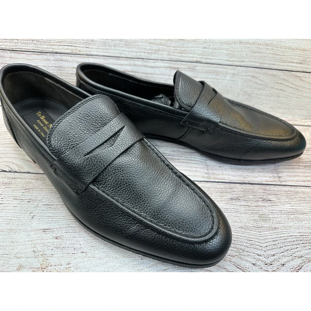 To Boot New York Adam Derrick Men's Black Pebbled Leather Loafers Size 10.5